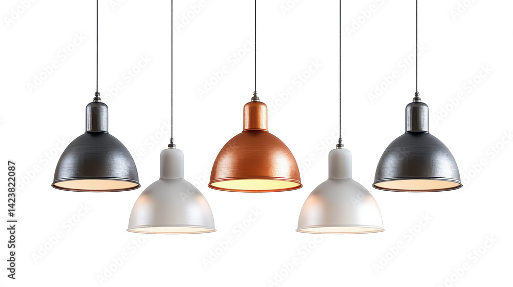 Obraz premium a lot of hanging lamps isolated on white background