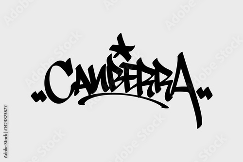 Canberra graffiti tag in bold, urban street art style. This vibrant vector design on a white background captures the essence of Australia’s capital, perfect for cultural, travel, and creative projects