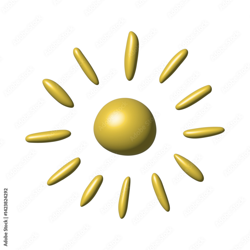 Obraz premium 3d abstract sun symbol Summer clipart Single element for design