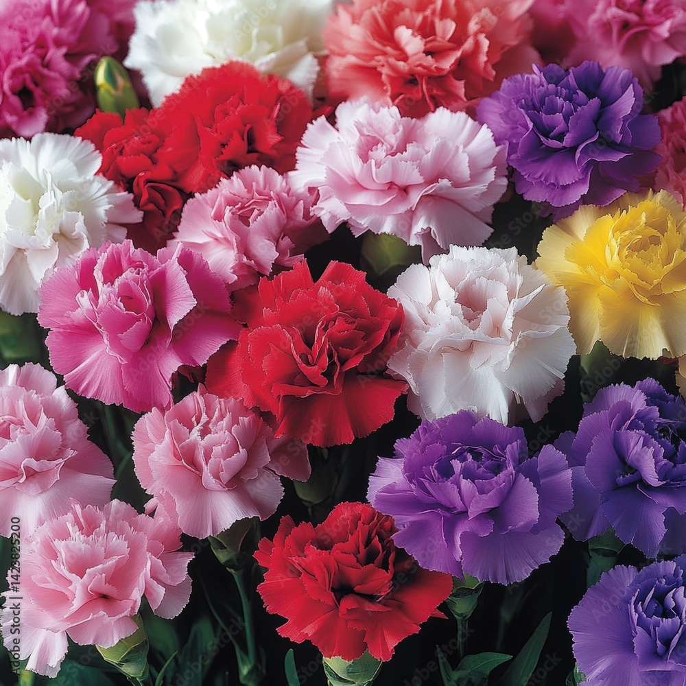 Vibrant carnations in various colors Vibrant carnations in various colors