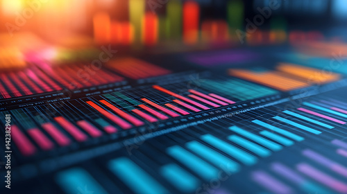 Wallpaper Mural Multicolored bar graphs and charts, representing investment analysis Torontodigital.ca