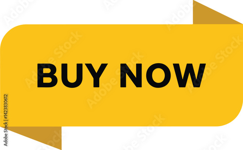 buy now folded banner vector with solid color text
