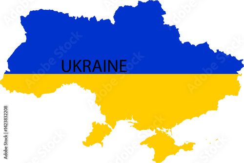 Ukraine Country Map And Flag Vector Art