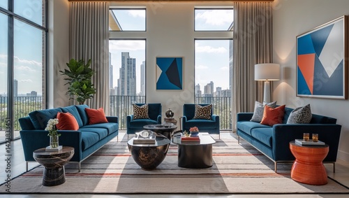 Clean modern aesthetics and bold pieces make this space shine