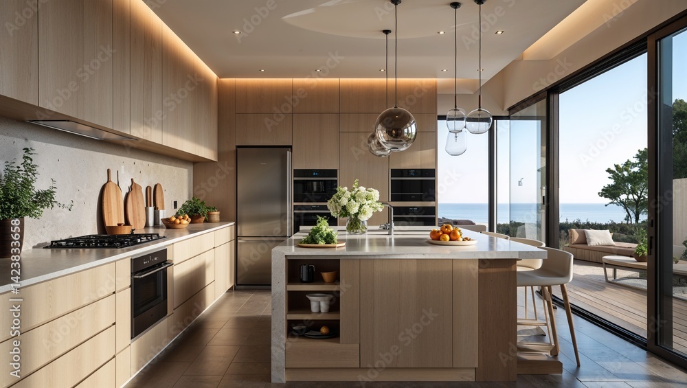 Clean open spaces with a touch of modern luxury in the kitchen