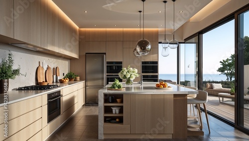Obraz na płótnie Clean open spaces with a touch of modern luxury in the kitchen w salonie