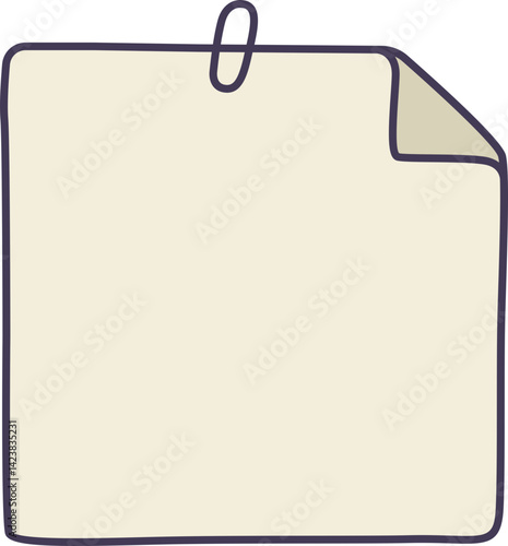 Hand-Drawn Doodle Sticky Notes and Paper Clip
