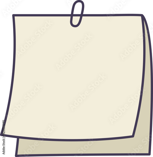 Hand-Drawn Doodle Sticky Notes and Paper Clip
