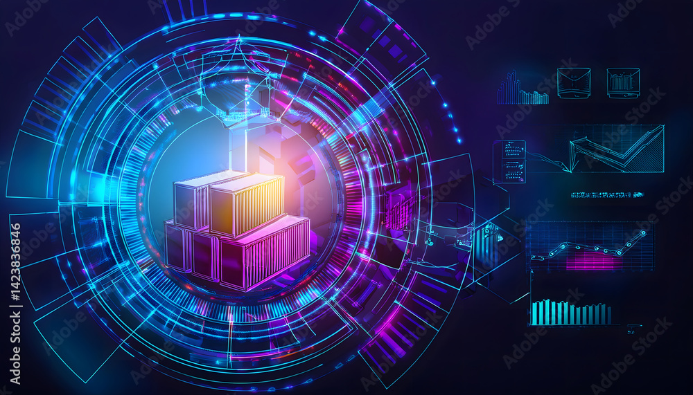 Obraz premium Futuristic cargo and data visualization concept