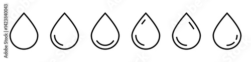 Drop line icons set. Water drop icon. Oil drop icon.