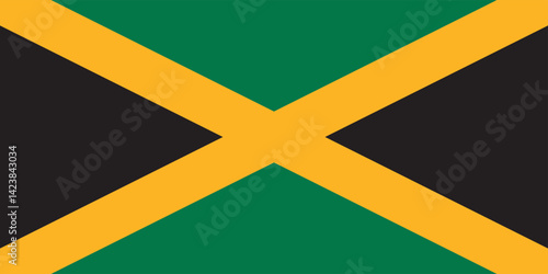 The flag of Jamaica with precise proportions and authentic colors. Vector illustration.