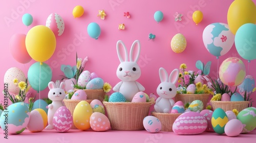 easter bunny with eggs