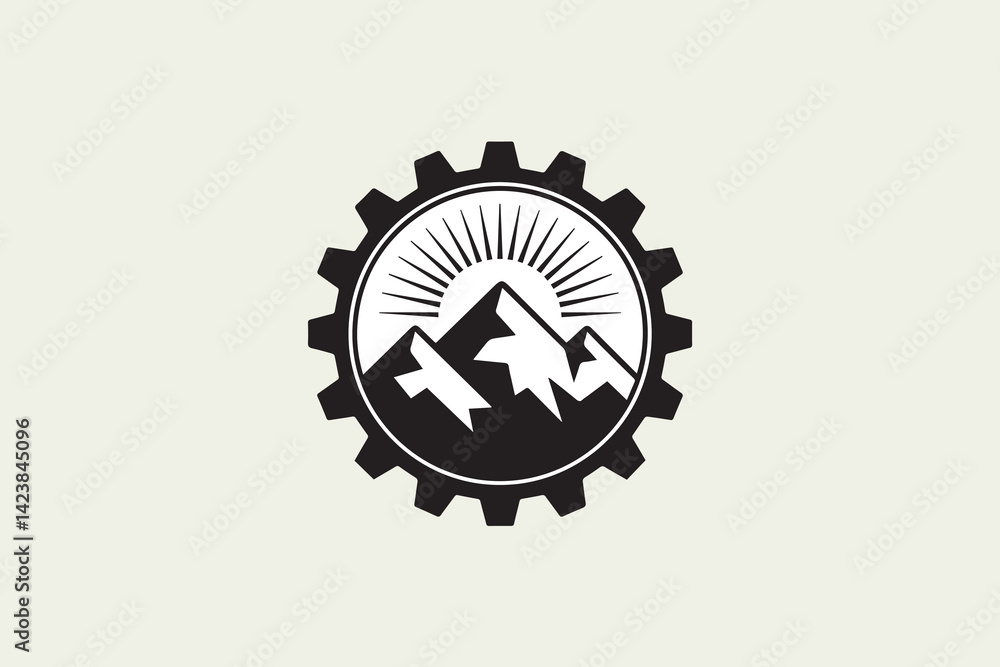 Obraz premium mountains gear illustration vector