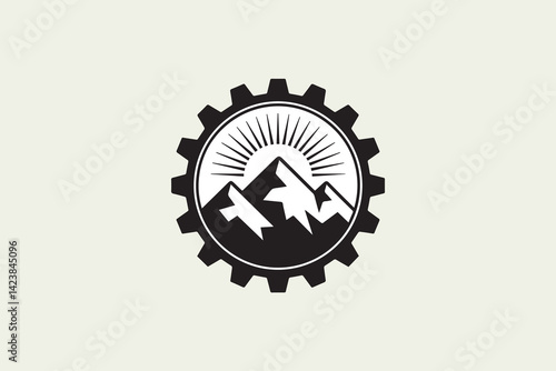 mountains gear illustration vector