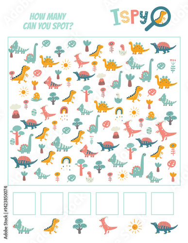PatteI Spy Game with Cute Dinosaurs Educational Visual Puzzle for Kidsrn_rose