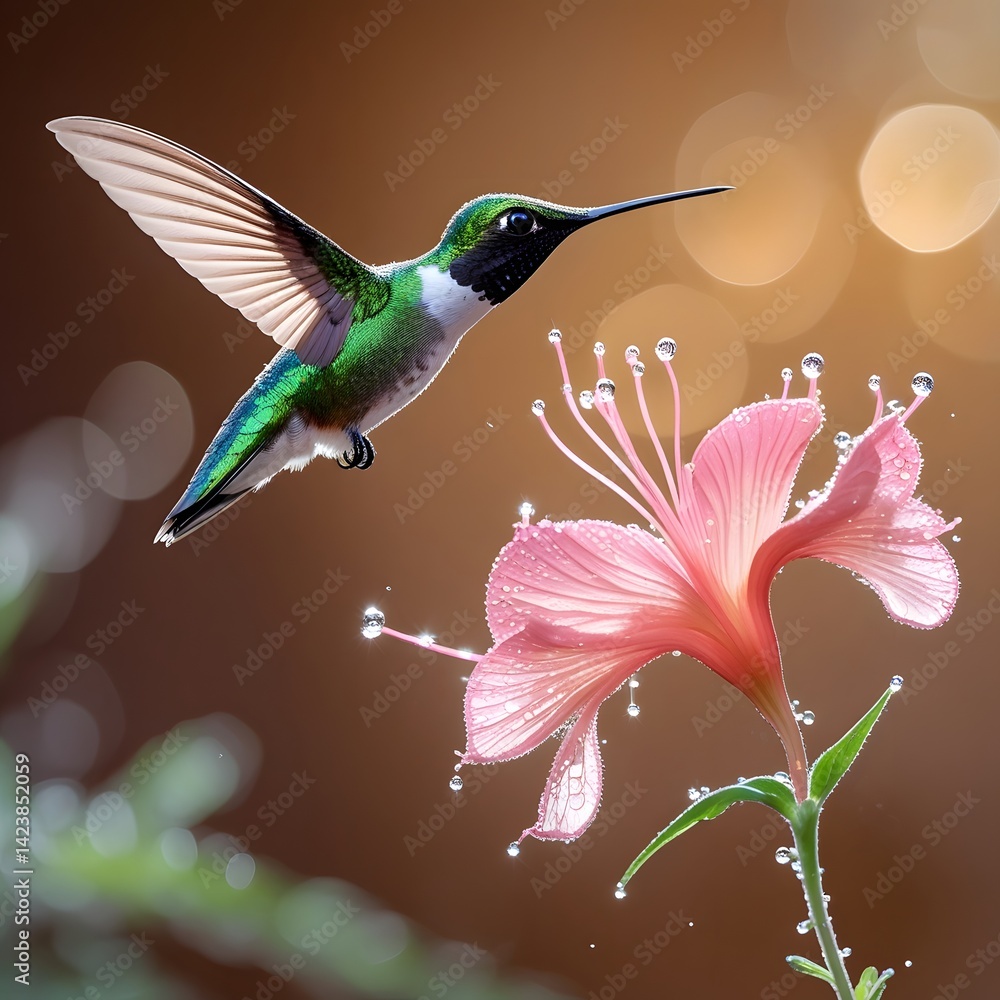 Fototapeta premium hummingbird feeding on flower