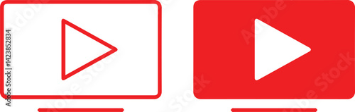 YouTube play buttons, minimalist design, social media symbols, video streaming logos, square and rectangular shapes,