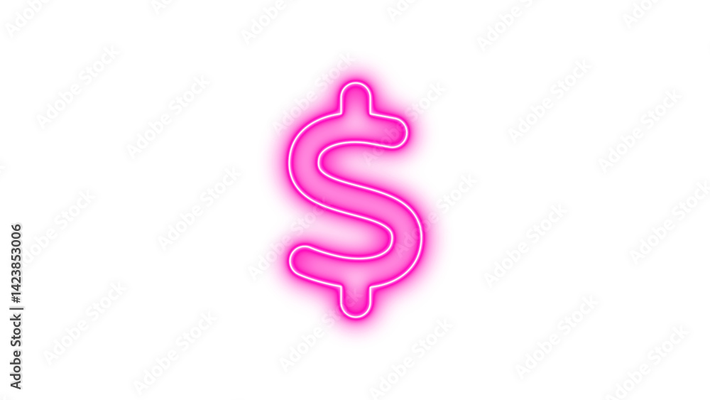 Neon dollar sign icon pink color glow with transparent background Neon dollar sign icon pink color glow with transparent background