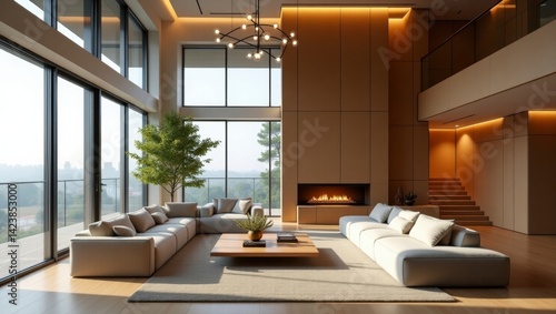 Wallpaper Mural Luxurious living room with cozy fireplace and surreal vibrant design elements captured in high fidelity cinematic style Torontodigital.ca