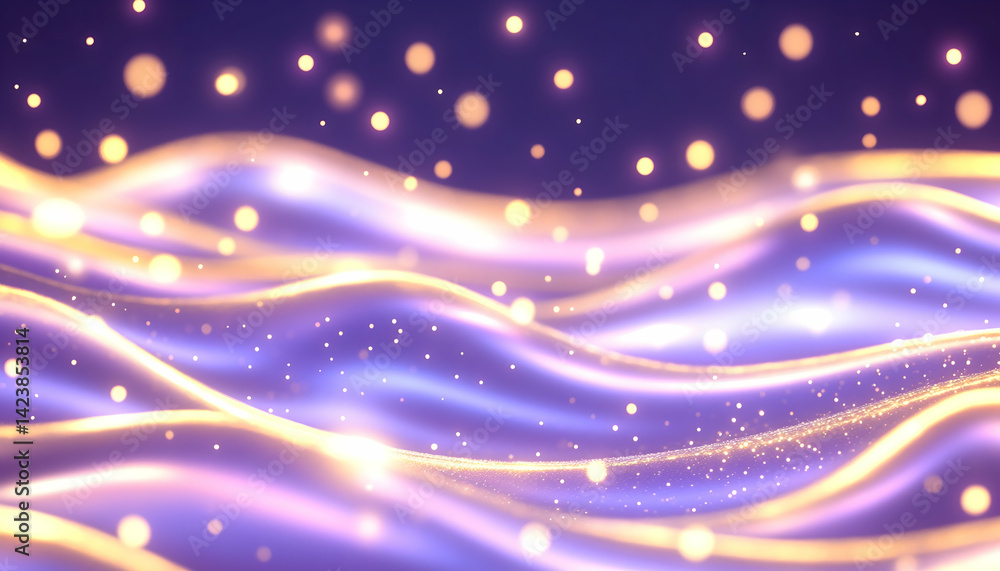 Obraz premium Glowing, wavy abstract background with sparkling particles