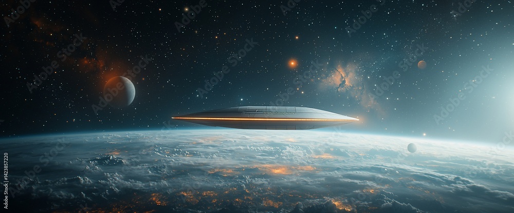 Fototapeta premium Alien spacecraft over Earth (1)