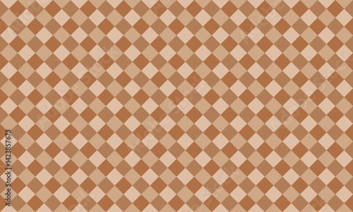 The vector pattern presents brown tile textures arranged symmetrically, providing an elegant surface design for various textile products, from cushions to clothing.

