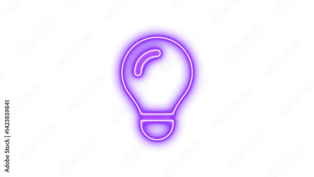 Neon lightbulb icon purple color glow with transparent background Neon lightbulb icon purple color glow with transparent background