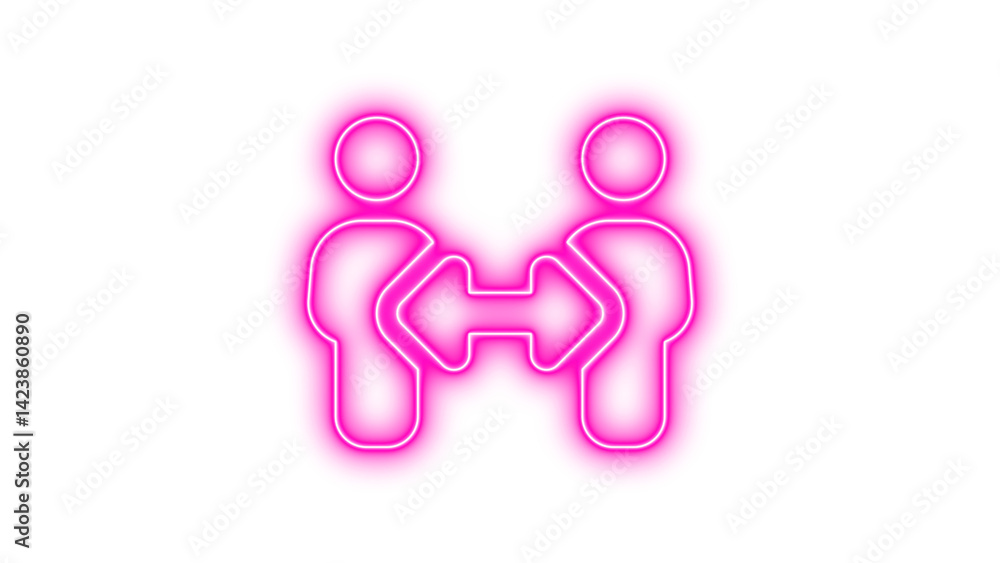 Neon people arrows icon pink color glow with transparent background Neon people arrows icon pink color glow with transparent background