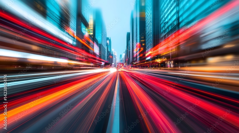 Fototapeta premium Energetic City Lights in Motion Blur Effect