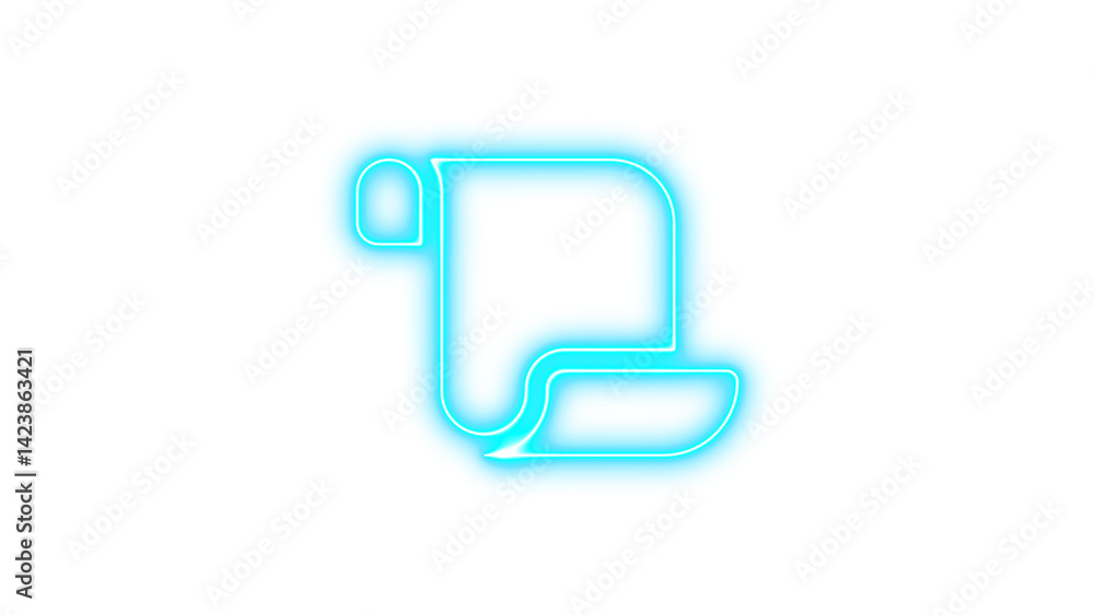 Neon scroll icon cyan color glow with transparent background Neon scroll icon cyan color glow with transparent background