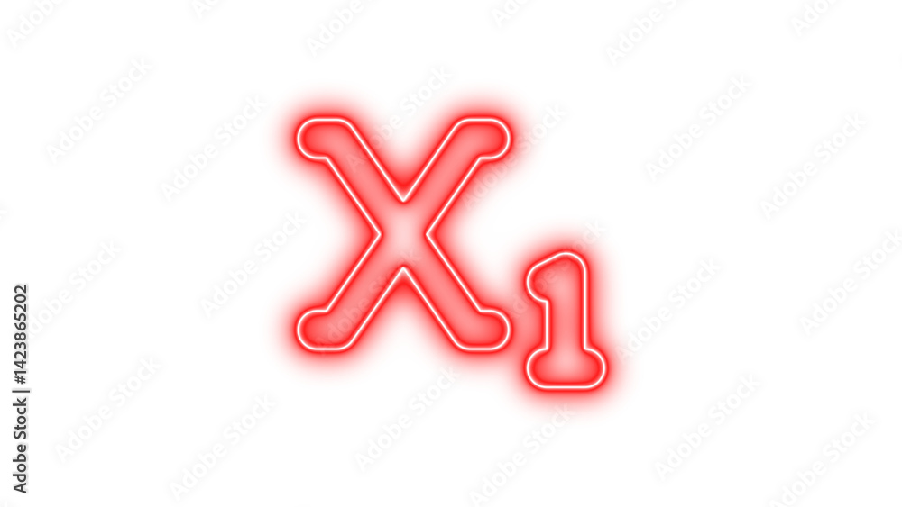 Obraz premium Neon subscript icon red color glow with transparent background