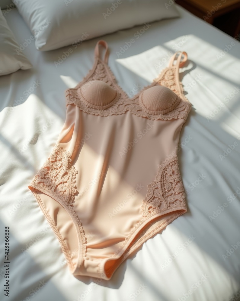 Elegant Bodysuit on White Bedding Elegant Bodysuit on White Bedding