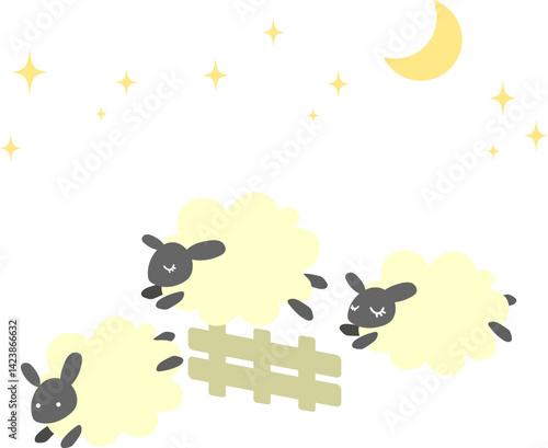 3匹のひつじのイラスト　睡眠のイメージ