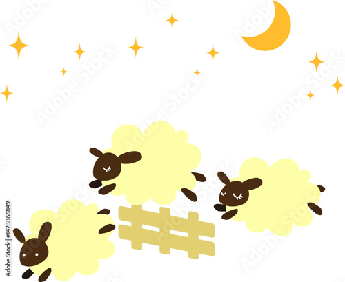 3匹のひつじのイラスト　睡眠のイメージ