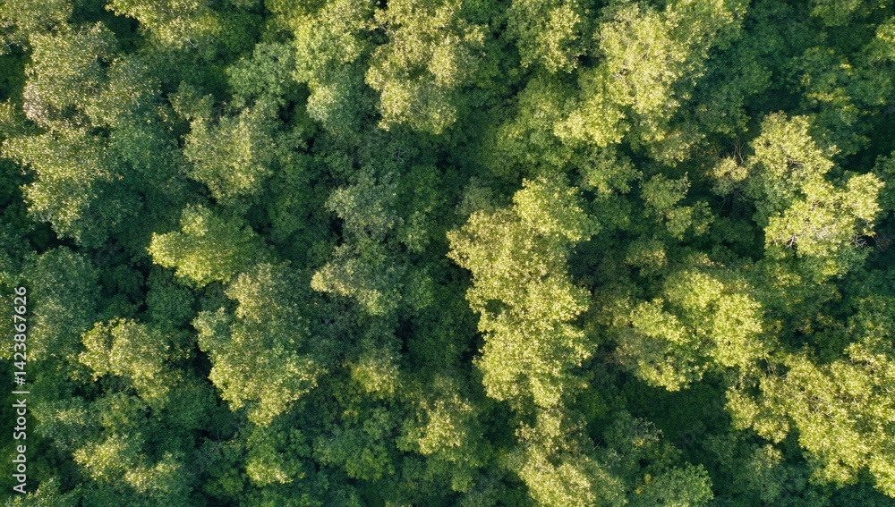 Dense forest canopy, aerial view. Lush green trees Dense forest canopy, aerial view. Lush green trees