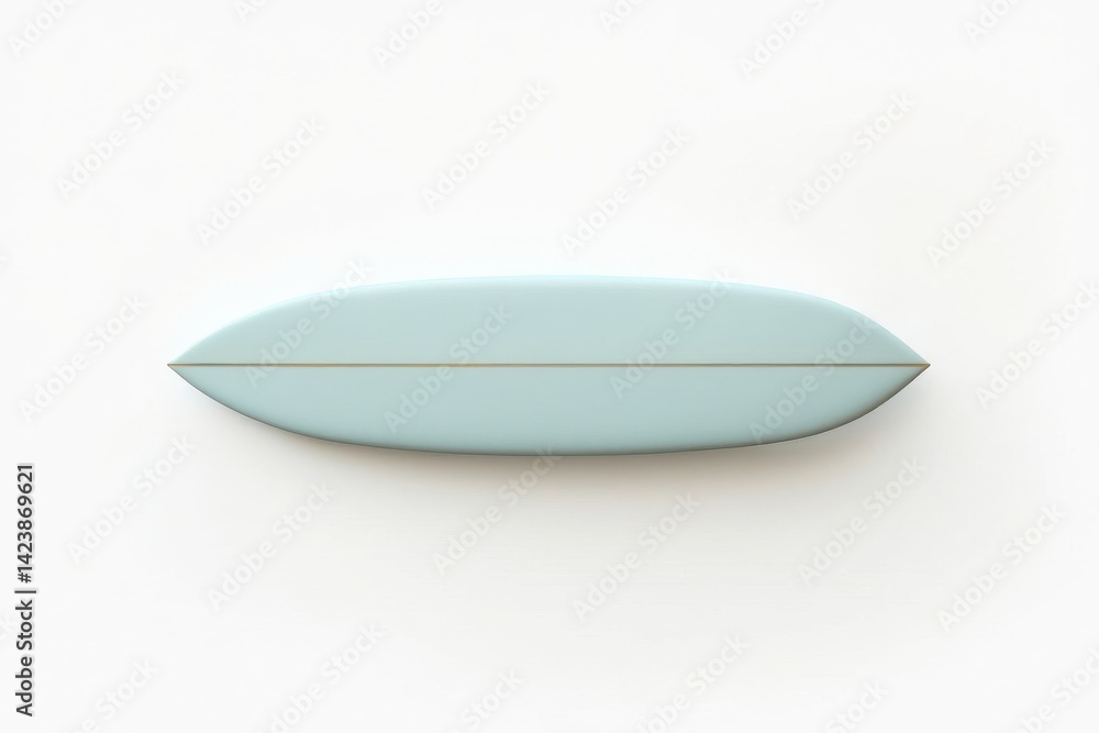 Light Blue Surfboard on White Background, Top View Light Blue Surfboard on White Background, Top View