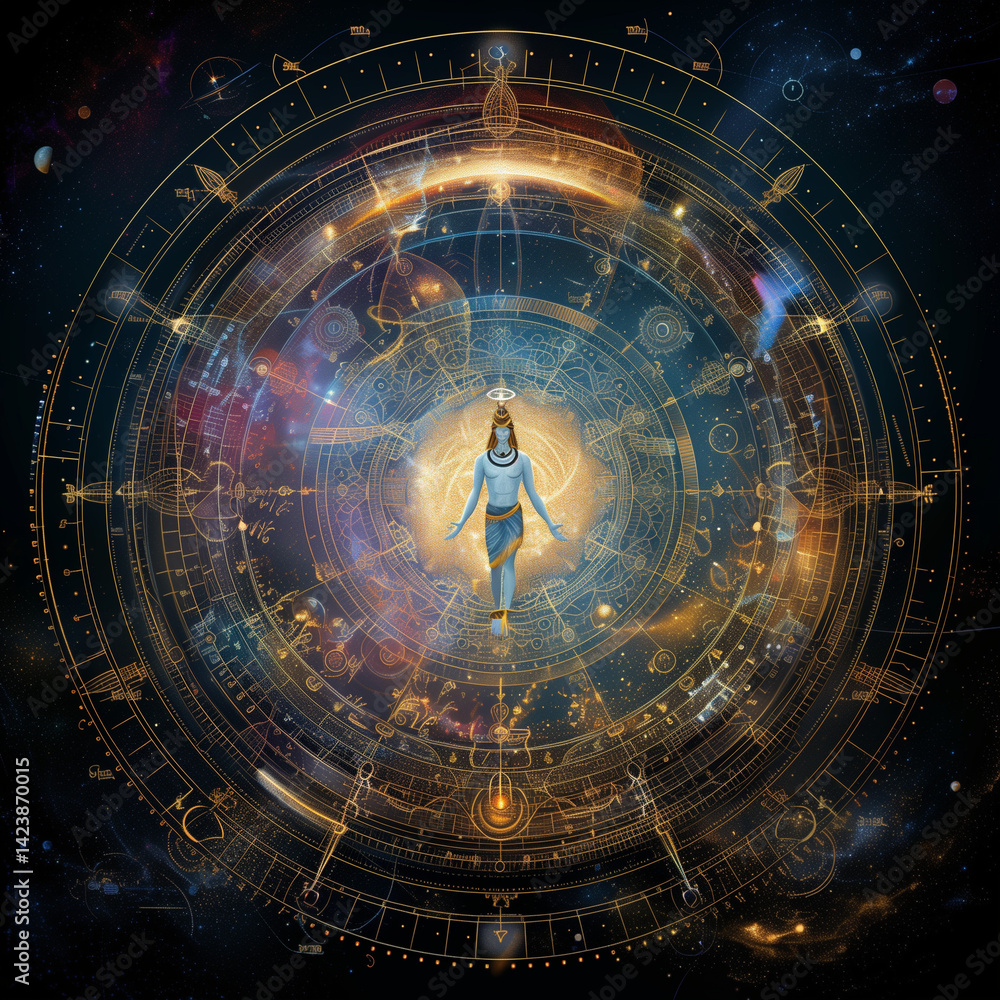 Obraz premium A modern mandala-style Shiva design perfect for posters or meditation.