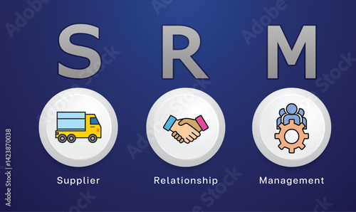 SRM icon concept  , supplier  relationship  management, agreement, system, process, vector design