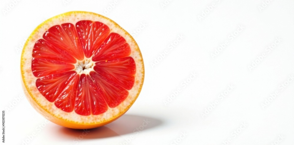 Half orange grapefruit, juicy segments, white background, grocery, natural Half orange grapefruit, juicy segments, white background, grocery, natural