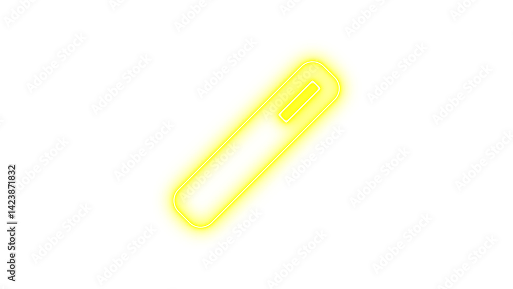 Neon wand magic icon yellow color glow with transparent background Neon wand magic icon yellow color glow with transparent background