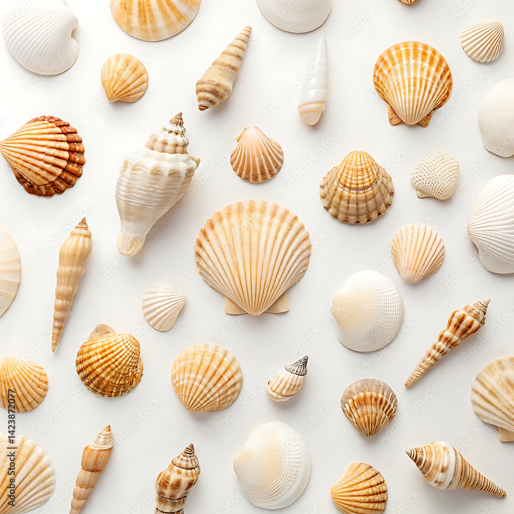 Collection of Various Seashells Shapes, Colors, and Textures Collection of Various Seashells Shapes, Colors, and Textures