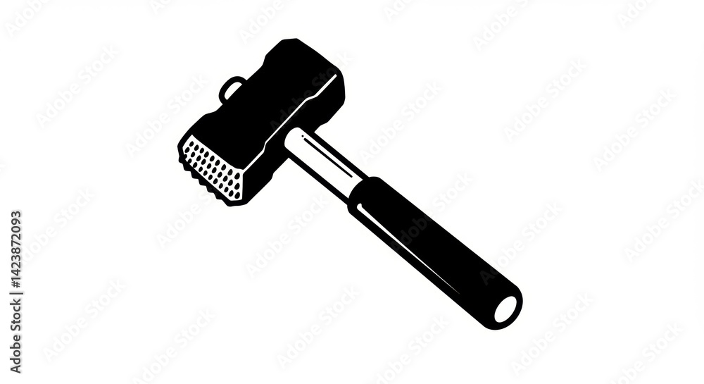 Black and White Meat Tenderizer, Kitchen Utensil Icon Black and White Meat Tenderizer, Kitchen Utensil Icon
