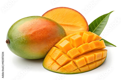 Fresh Mango Fruit on White Background High-Quality Image.