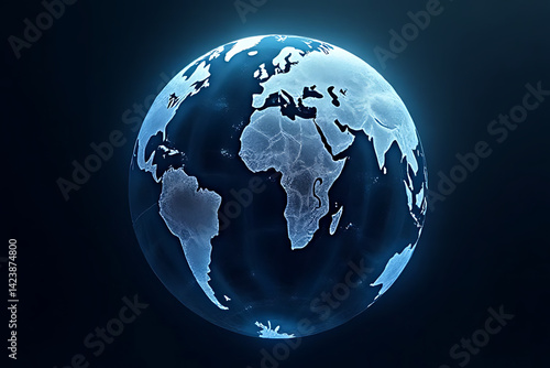 Global earth visualization digital space infographic dark background 3d view environmental concept