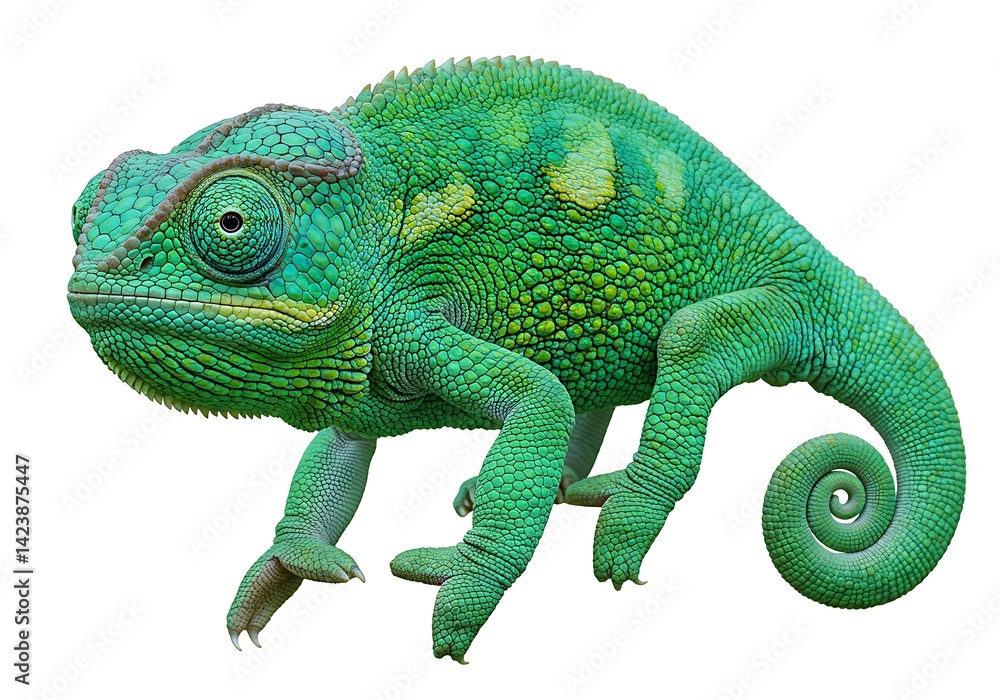 Obraz premium Green iguana on white background