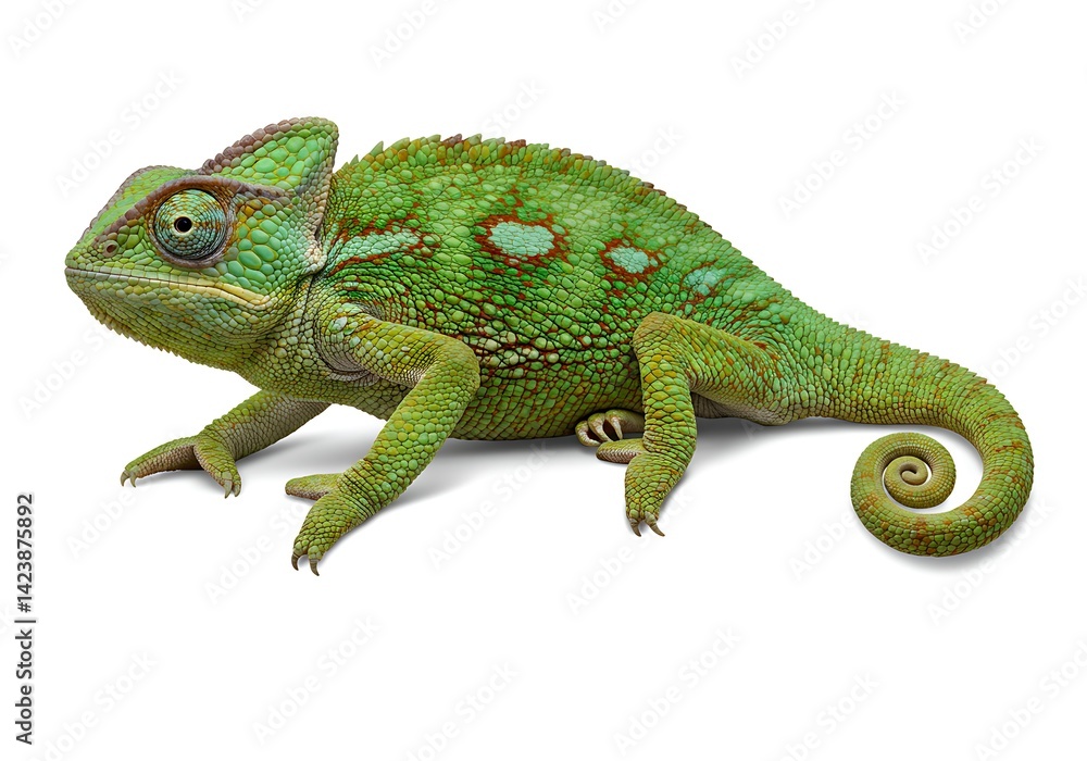 Fototapeta premium Green lizard isolated on white background