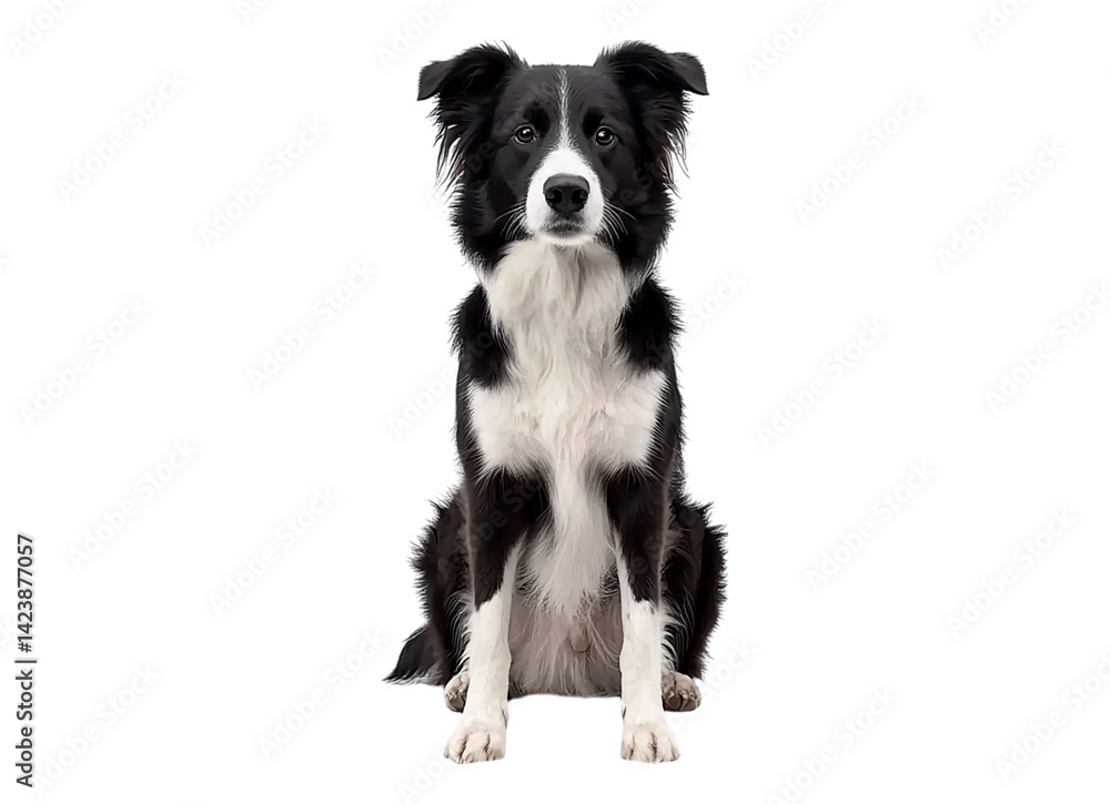 Fototapeta premium border collie sitting looking at camera