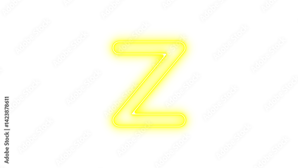 Neon z icon yellow color glow with transparent background Neon z icon yellow color glow with transparent background