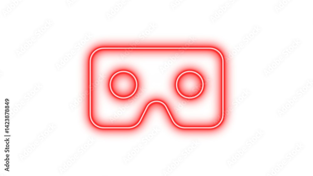 neon vr cardboard icon red color glow with transparent background neon vr cardboard icon red color glow with transparent background