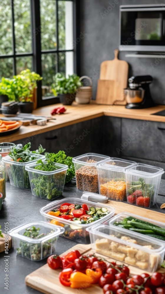 Eco Friendly Meal Planning space text/ Healthy Meal Prep: Fresh Vegetables and Ingredients in Modern Kitchen Eco Friendly Meal Planning space text/ Healthy Meal Prep: Fresh Vegetables and Ingredients in Modern Kitchen